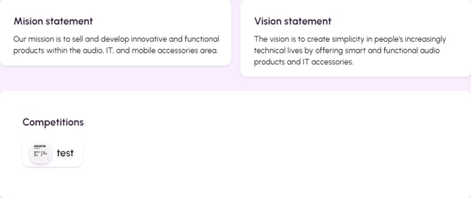 Mission statement vision statement competitions investment pitch